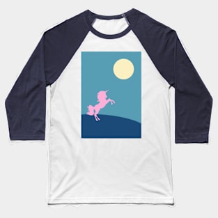 Unicorn in the full moon night Baseball T-Shirt